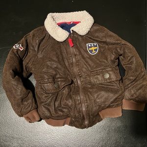 Brown Toddler Faux Leather Air Pilot Jacket
